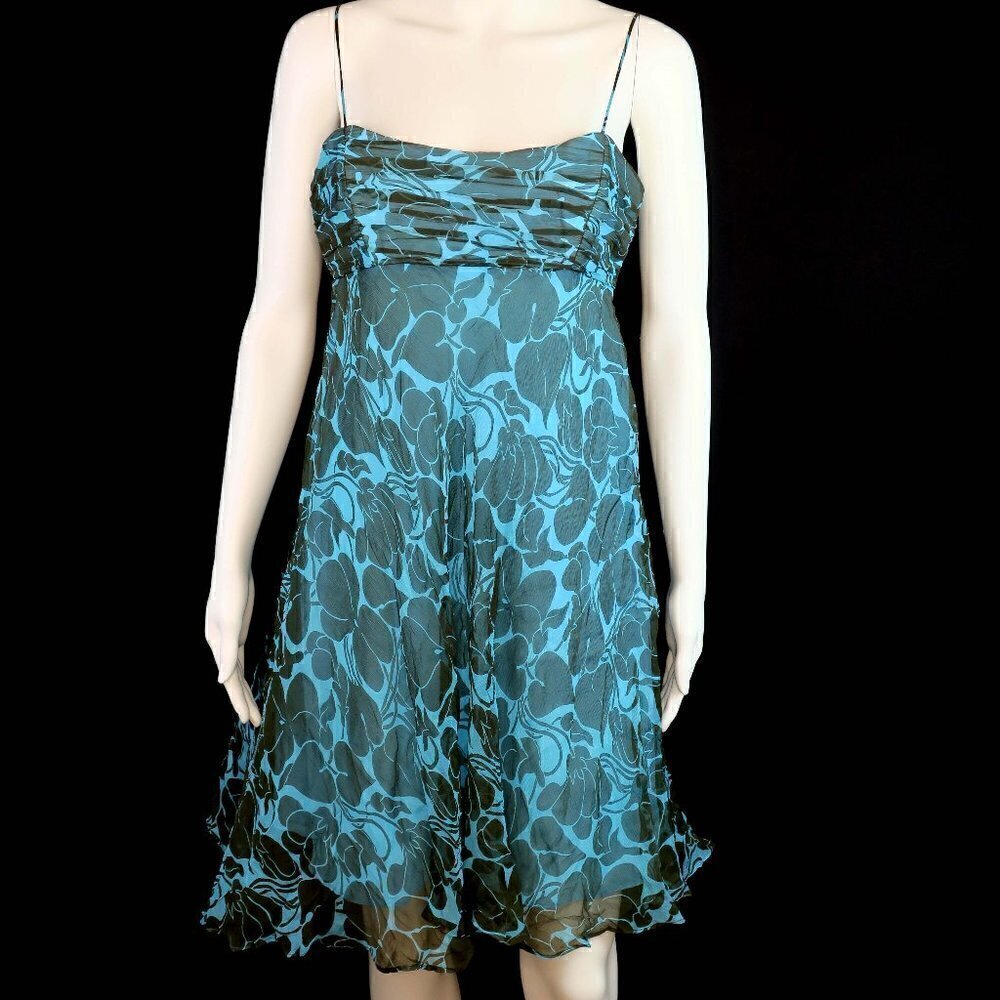 Milly New York Silk Leaves Spaghetti Strap Dress